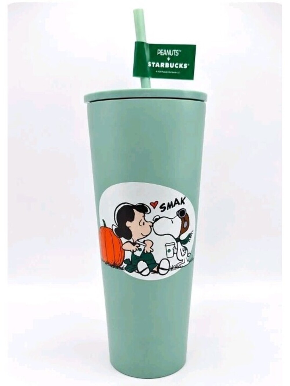 NEW LIMITED EDITION Starbucks Peanuts Snoopy & Green Reusable Tumbler w/ Straw